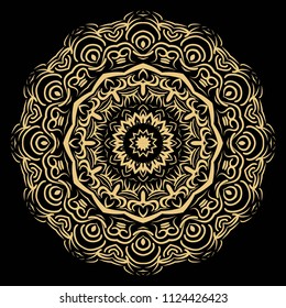Beautiful round flower mandala. Vector dinamic illustration. Abstract ornamemt for meditation.