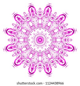 Beautiful round flower mandala. Vector dinamic illustration. Abstract ornamemt for meditation.