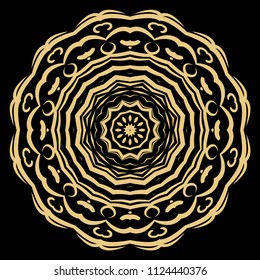 Beautiful round flower mandala. Vector dinamic illustration. Abstract ornamemt for meditation.