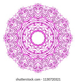 Beautiful round flower mandala. Vector dinamic illustration. Abstract ornamemt for meditation.