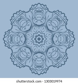 Beautiful Round Flower Mandala. Vector Illustration. For Coloring Book, Greeting Card, Invitation, Tattoo. Pastel color.