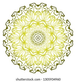 Beautiful Round Flower Mandala. Vector Illustration. Abstract. Green olive color.