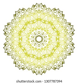 Beautiful Round Flower Mandala. Vector Illustration. Abstract. Green olive color.