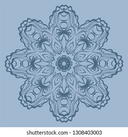 Beautiful Round Flower Mandala. Vector Illustration. For Coloring Book, Greeting Card, Invitation, Tattoo. Pastel color.