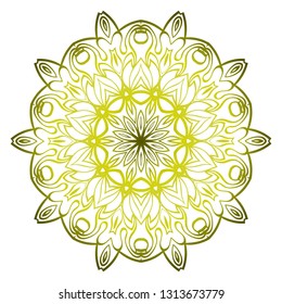 Beautiful Round Flower Mandala. Vector Illustration. Abstract. Green olive color.