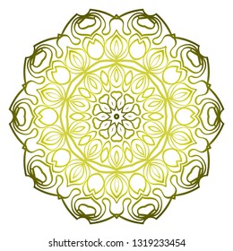 Beautiful Round Flower Mandala. Vector Illustration. Abstract. Green olive color.