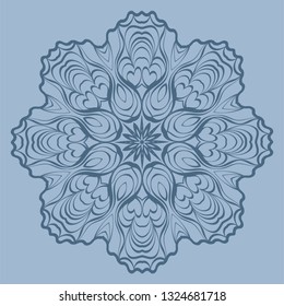 Beautiful Round Flower Mandala. Vector Illustration. For Coloring Book, Greeting Card, Invitation, Tattoo. Pastel color.