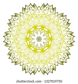 Beautiful Round Flower Mandala. Vector Illustration. Abstract. Green olive color.