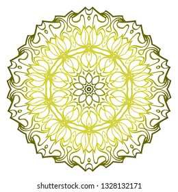Beautiful Round Flower Mandala. Vector Illustration. Abstract. Green olive color.