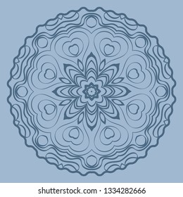 Beautiful Round Flower Mandala. Vector Illustration. For Coloring Book, Greeting Card, Invitation, Tattoo. Pastel color.