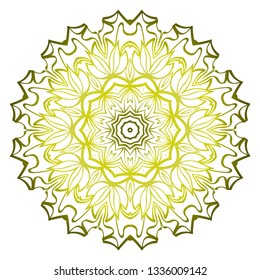 Beautiful Round Flower Mandala. Vector Illustration. Abstract. Green olive color.