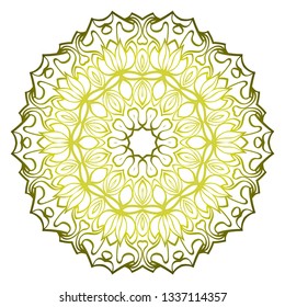 Beautiful Round Flower Mandala. Vector Illustration. Abstract. Green olive color.