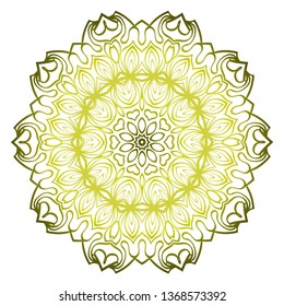 Beautiful Round Flower Mandala. Vector Illustration. Abstract. Green olive color.
