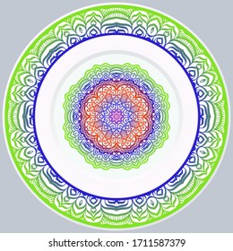 Hermosa Mandala de Flor Redonda. Ilustración vectorial. Para Libros De Colores, Tarjeta De Saludo, Invitación, Tatuaje