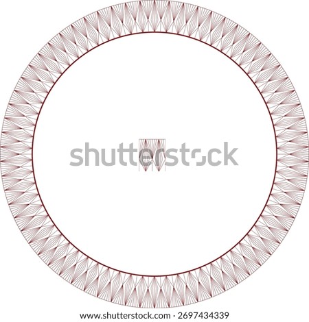 Beautiful round frame arabesque. Blue white plate with lace design. Vintage, ethnic vector frame with arabesques (EPS). Pattern frame for round surfaces, household utensils, textiles, embroidery