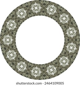 Schöne runde Rahmen Arabesken. Blaue weiße Platte mit floralem Design. Klassische, ethnische Vektorgrafik Rahmen mit Arabesken (EPS). Musterrahmen für runde Oberflächen, Haushaltsgeräte, Textilien, Stickereien