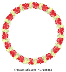 Beautiful round frame with blue decorative flowers. Design element for advertisements, flyer, web, wedding and other invitations or greeting cards.Vector clip art.