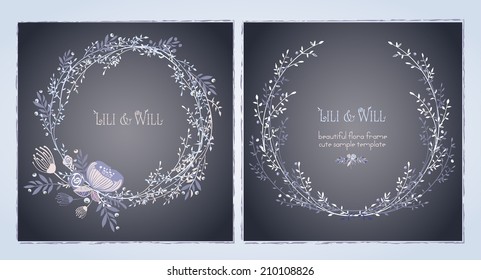 Beautiful round frame of floral elements.Gentle, soft colors.