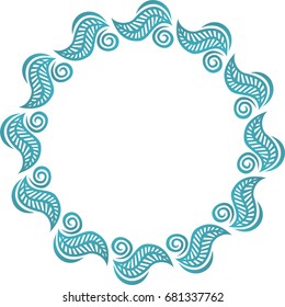 Beautiful round frame of leaves. Vector illustration.