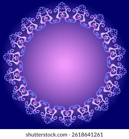 Beautiful round frame on a blue background