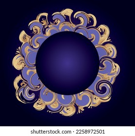Beautiful round frame with a pattern.  Vector file for designs.
