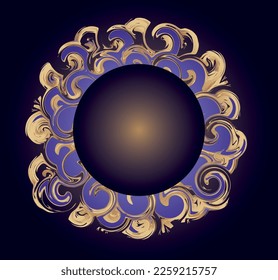 Beautiful round frame with a pattern. Vector file for designs.