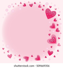 Beautiful round frame of red hearts for Valentine's Day or a birthday.
