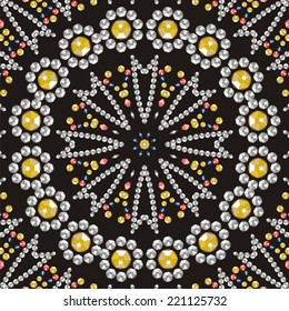 Beautiful round frame of rhinestones, ?hristmas snowflake jewel of crystals, stock vetor