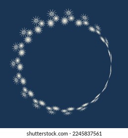 Beautiful round frame snowflakes , great design for any purposes. Christmas invitation poster winter background. White design.
