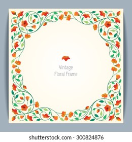 Beautiful Round Frame Vector Flower Banner Background