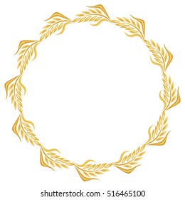 Beautiful round frame of wheat ears. Vector illustration.