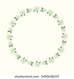 Beautiful round frame with wildflowers. Flat style. Vector illustration.