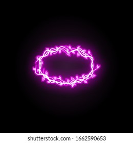 Beautiful round frame with wildflowers neon icon. Simple thin line, outline vector of flower circle neon icons for ui and ux, website or mobile application