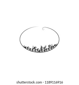 Beautiful round frame with wildflowers. Vector illustration