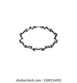 Beautiful round frame with wildflowers. Vector illustration