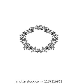 Beautiful round frame with wildflowers. Vector illustration
