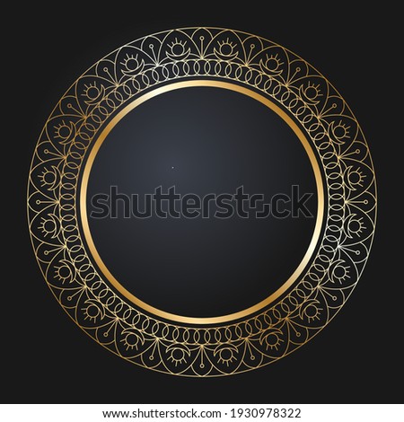 Beautiful round golden floral frame. Festive design. Gold border. Vector illustration EPS10