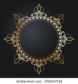 Beautiful round golden frame. Festive design. Vintage gold border. Vector illustration EPS10