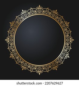 Beautiful round golden frame. Festive design. Gold border. Round frames vector.