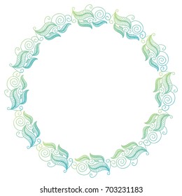 Beautiful round green frame. Vector illustration.