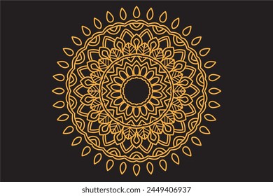 beautiful round mandala design, tattoo, icon, henna art vector template, s vg golden 