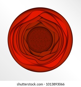 Beautiful round multilayered frame with place for text. Paper art style. Decorative design element for posters, banners, flyers, leaflets and other items.