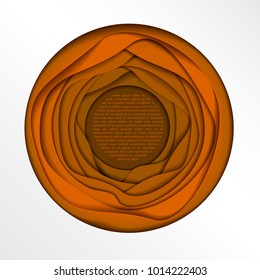 Beautiful round multilayered frame with place for text. Paper art style. Decorative design element for posters, banners, flyers, leaflets and other items.