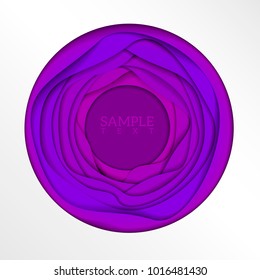 Beautiful round multilayered frame with place for text. Paper art style. Decorative design element for posters, banners, flyers, leaflets and other items.