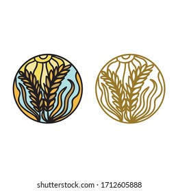 Beautiful round nature decorative element. Wheat. Vector illustration