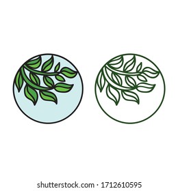 Beautiful round nature decorative element. Green leaves. Vector illustration