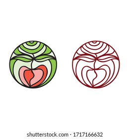 Beautiful round nature decorative element. Pattern apple. Vector illustration