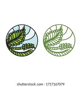 Bonito elemento decorativo circular. Hojas verdes. Ilustración del vector