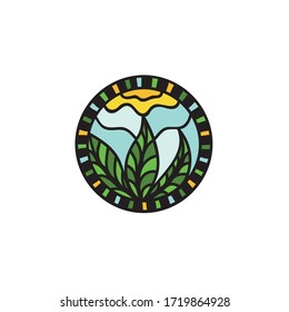 Bonito elemento decorativo circular. Hojas verdes. Ilustración del vector
