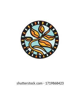 Beautiful round nature decorative element. Autumn leaves. Vector illustration